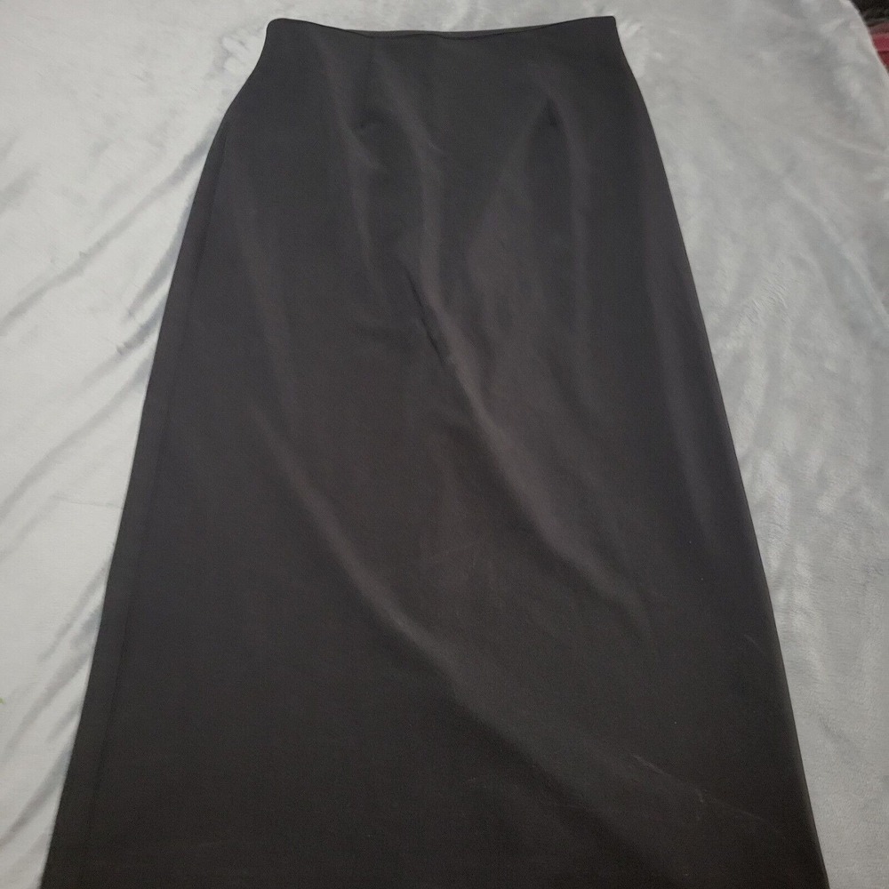Studio C Maxi Skirt Womens 14 Black Side Zip Button Side Back Zip Modest Bottoms